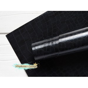 Бумажный переплетный материал (балакрон) "Croco" (Нидерланды) с тиснением под крокодиловую кожу, цвет черный, 28х50 см